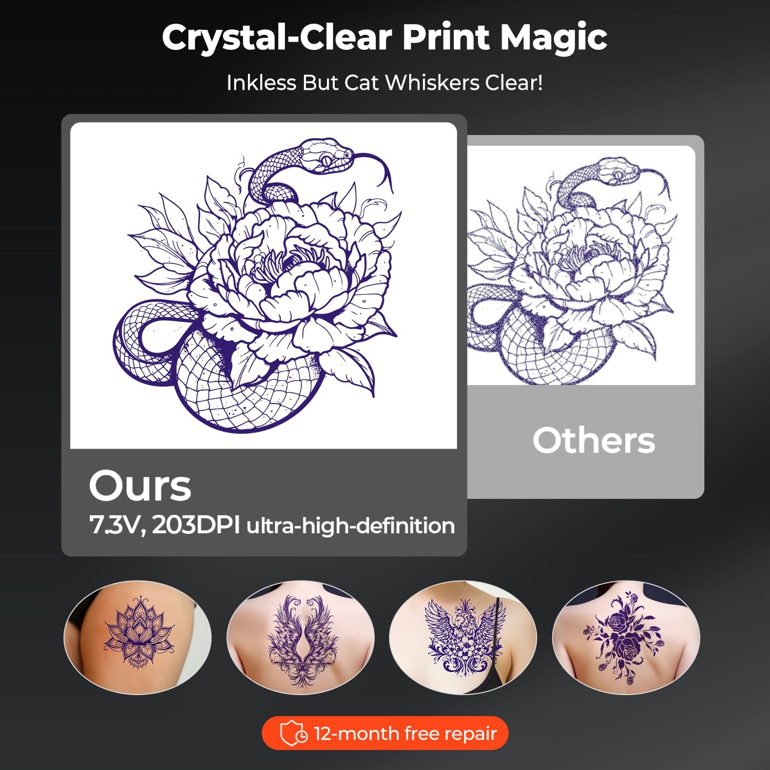image:imageMUNBYN Tattoo Stencil Printer ITP05 Wireless Thermal Tattoo Printer with 20 Transfer Papers Compatible with Android and iOS PhoneTablet amp PC Tattoo Printers for Tattoo Artists amp BeginnersGrayGray
