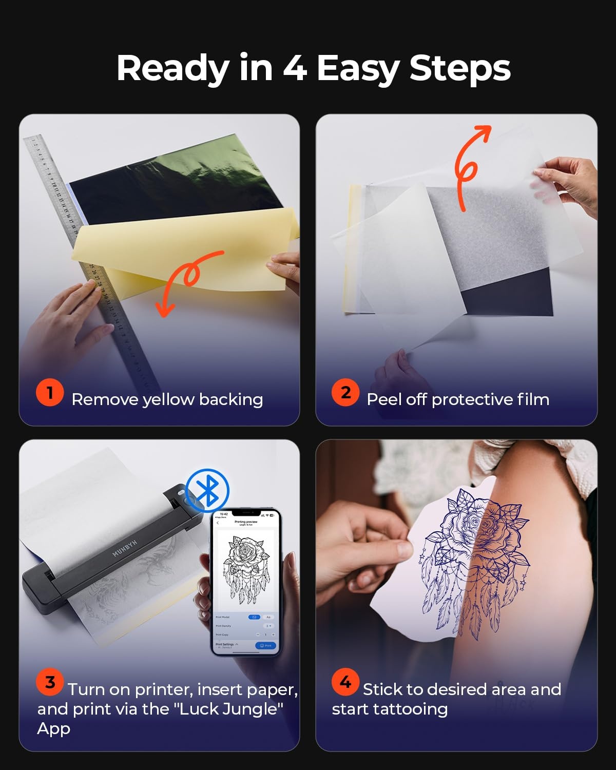 image:imageMUNBYN Tattoo Stencil Printer ITP06 300DPI Wireless Thermal Tattoo Printer with 20 Transfer Papers Tattoo Printers Compatible with Smartphone amp PC for Tattoo Artists amp Beginners
