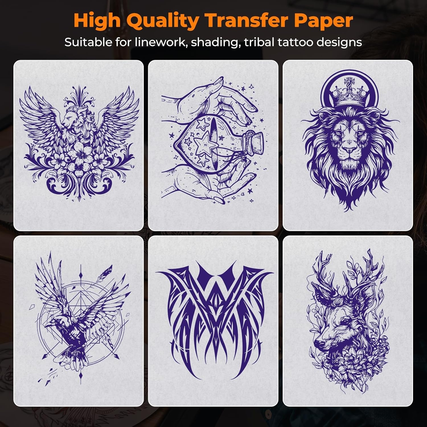 image:imageMUNBYN Tattoo Transfer Paper 100 Sheets A4 Size Tattoo Stencil Paper 4Layer Stencil Papers for Tattooing Tattoos Kit Supplies Compatible with ITP05ITP06M08FP90MHTP8009 Printer100 PCS