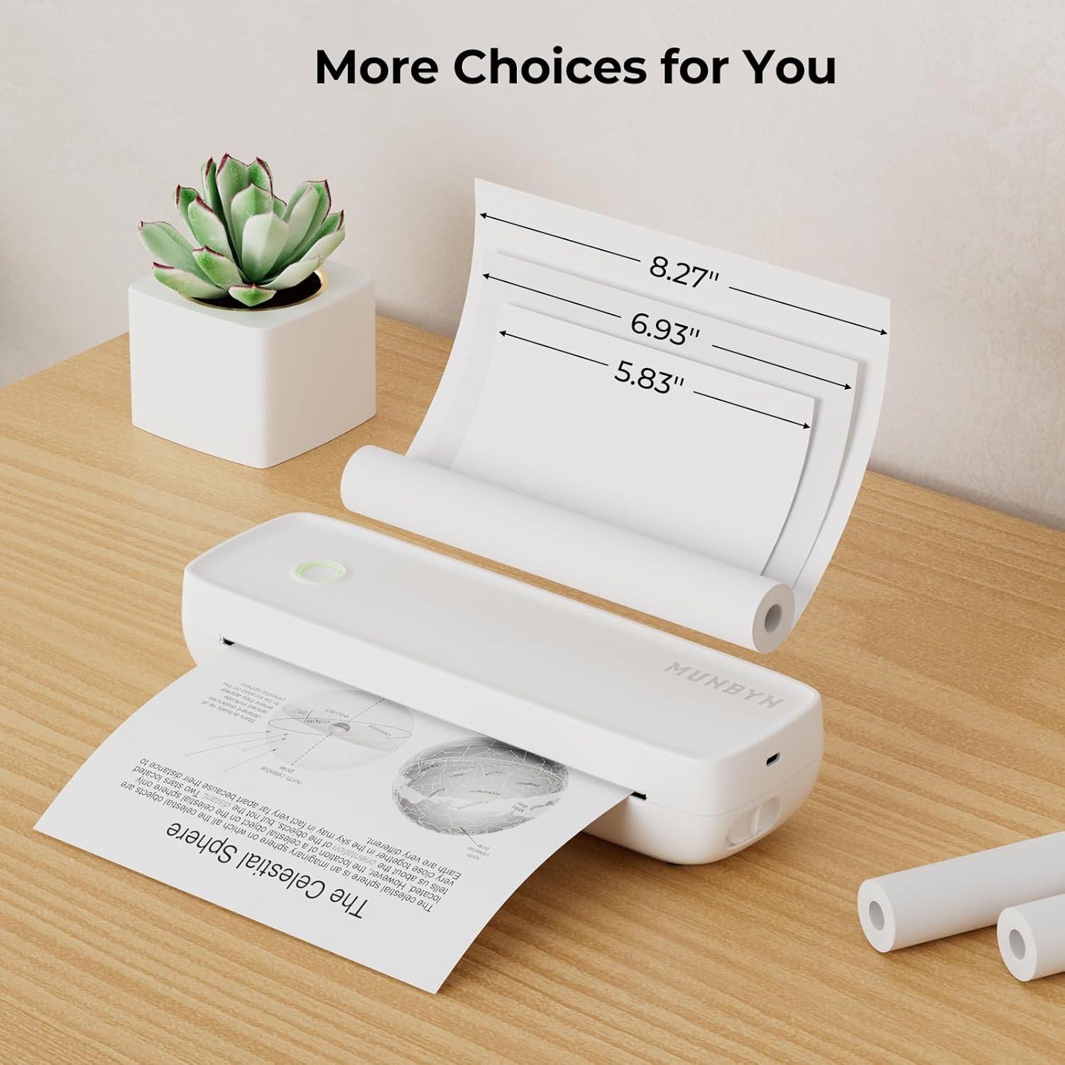 image:imageMUNBYN Thermal Paper 3 Rolls A4A5B5 Sizes 27 SheetsRoll Thermal Paper for Receipt Document Homework Picture Compatible with ITP04ITP01 Portable Printer BPA Free