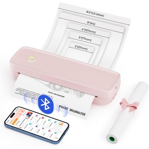 image:imageMUNBYN Portable Printers Wireless for Travel ITP04 Inkless Printer Thermal Bluetooth Printer Support 85x11ampA4 Thermal Paper Compatible with Android and iOS Phone amp Laptop Small Printers Pink
