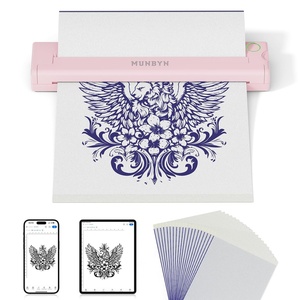 image:imageMUNBYN Tattoo Stencil Printer ITP05 Wireless Thermal Tattoo Printer with 20 Transfer Papers Compatible with Android and iOS PhoneTablet amp PC Tattoo Printers for Tattoo Artists amp BeginnersGrayPink