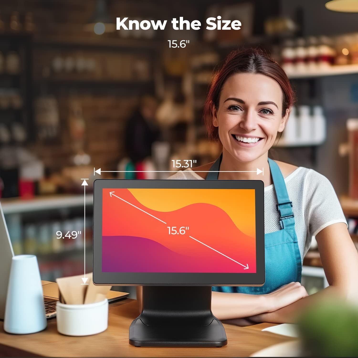 image:imageMUNBYN 156inch POS Touchscreen Monitor Backlit LED MultiTouch Screen Monitor HDMIVGA Capacitive Screen Display True Flat Seamless for Retail Restaurant Bar No Driver Required 2Y Protection