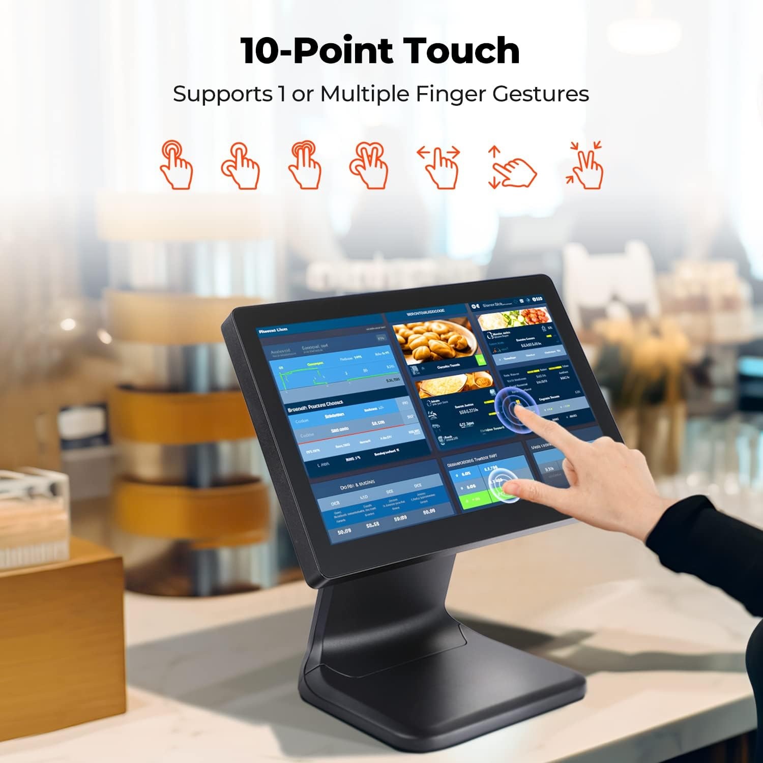 image:imageMUNBYN 156inch POS Touchscreen Monitor Backlit LED MultiTouch Screen Monitor HDMIVGA Capacitive Screen Display True Flat Seamless for Retail Restaurant Bar No Driver Required 2Y Protection