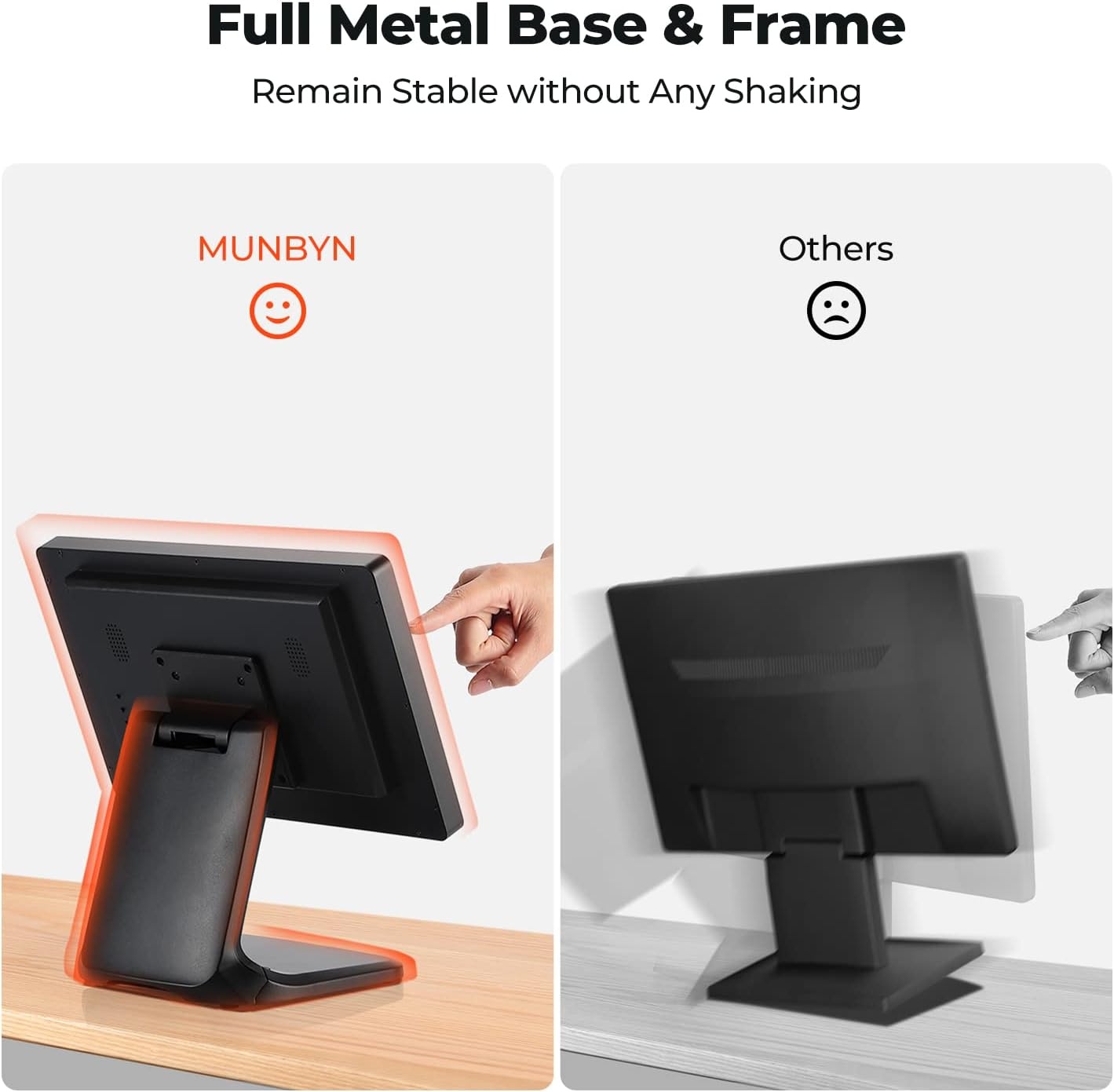 image:imageMUNBYN 156inch POS Touchscreen Monitor Backlit LED MultiTouch Screen Monitor HDMIVGA Capacitive Screen Display True Flat Seamless for Retail Restaurant Bar No Driver Required 2Y Protection