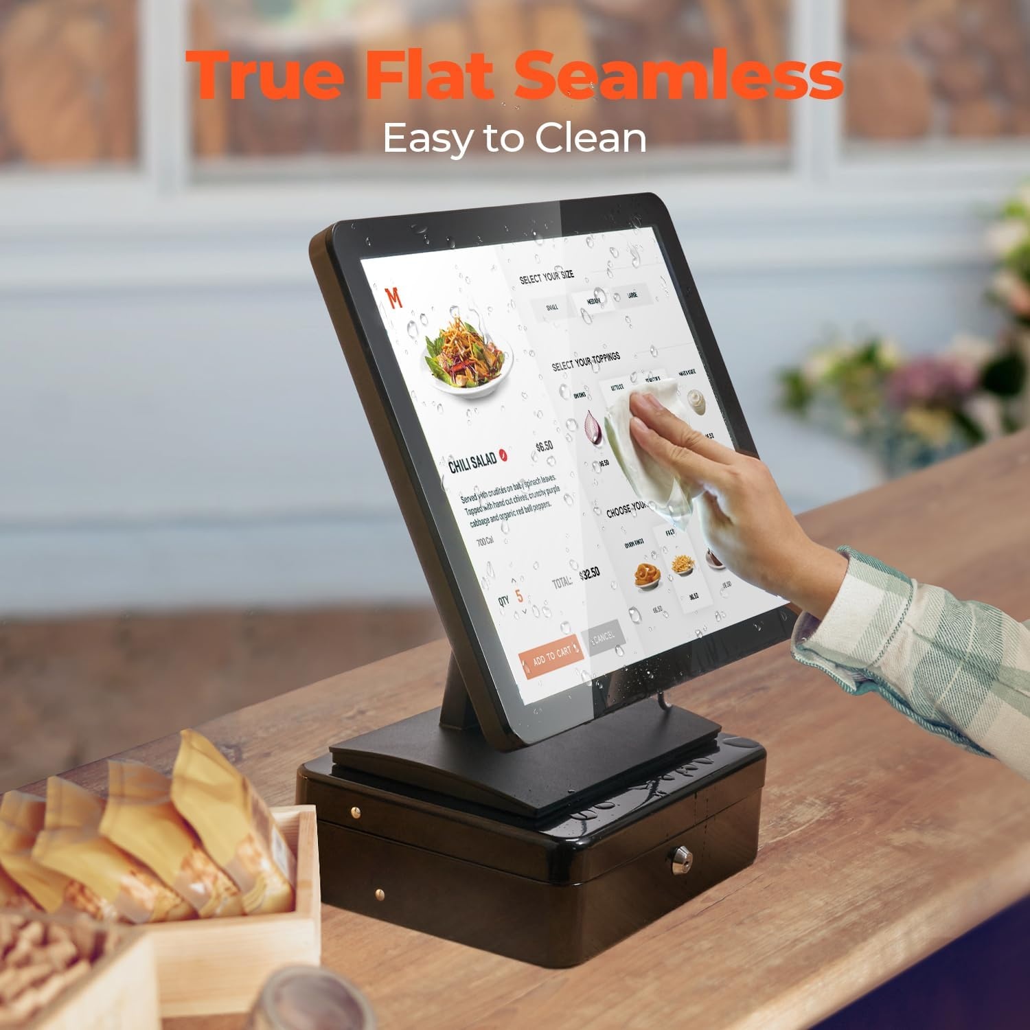 image:imageMUNBYN 19inch POSTouchscreenMonitor LED Backlit MultiTouchScreenMonitor HDMIVGA Capacitive Display True Flat Seamless Design for Retail Restaurant Bar Gym 2Y Protection