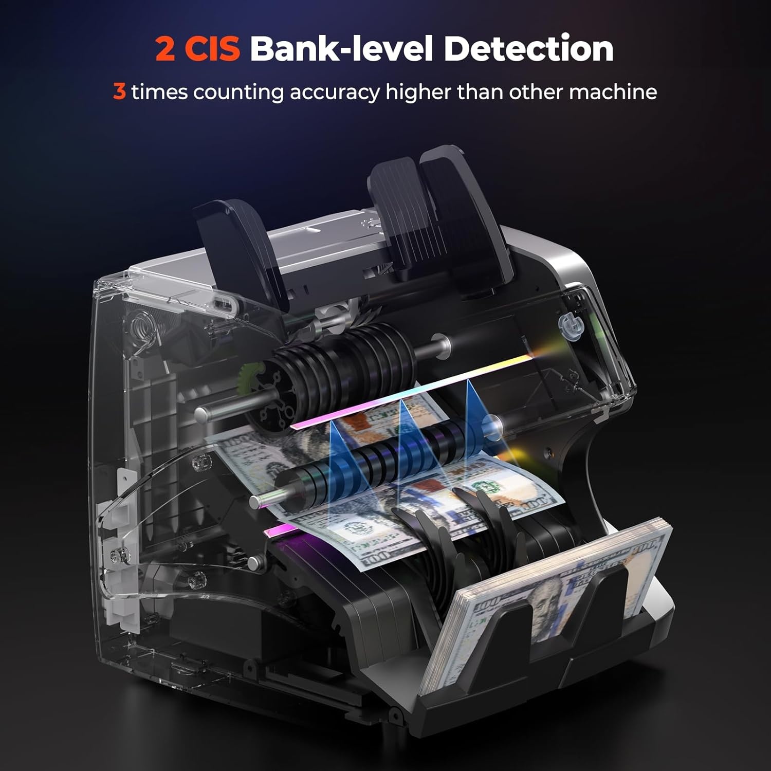 image:imageMUNBYN IMC01 Bank Grade Money Counter Machine Mixed Denomination 2CISUVIRMGMT Counterfeit Detection Serial Number MUL Currency Cash Counter Printer Compatible 2Y Warranty WhiteSilver