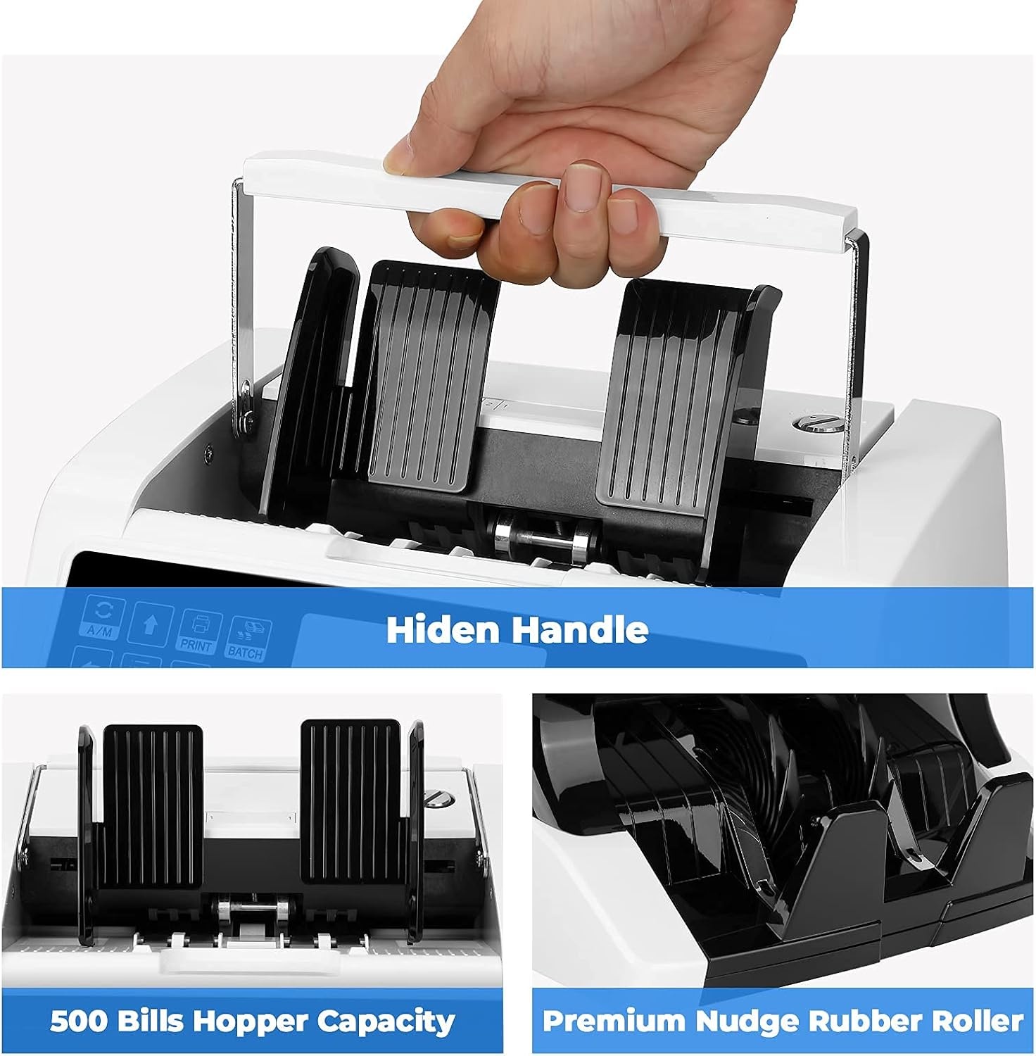 image:imageMUNBYN IMC01 Bank Grade Money Counter Machine Mixed Denomination 2CISUVIRMGMT Counterfeit Detection Serial Number MUL Currency Cash Counter Printer Compatible 2Y Warranty WhiteWhite