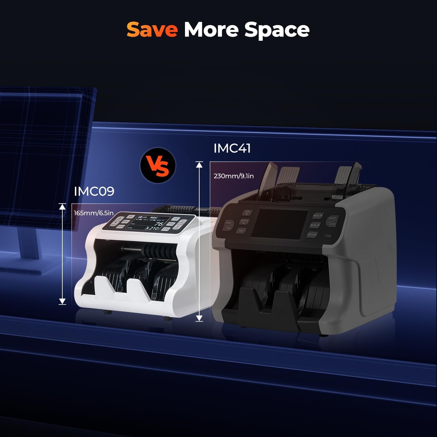 image:imageMUNBYN IMC09 Mixed Denomination Money Counter Machine Value Counting UVMGIRMT Bill Counter 35 TFT Display Money Counting Machine USD EUR MXN CAD Cash Counter for Business WhiteWhite