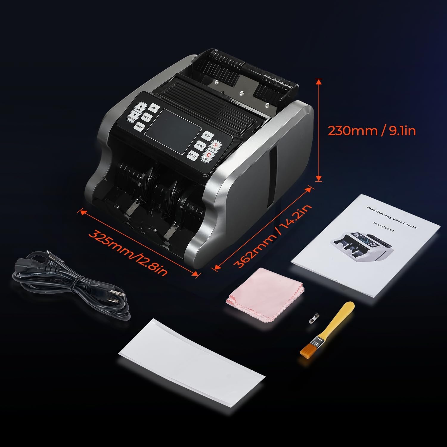 image:imageMUNBYN IMC09 Mixed Denomination Money Counter Machine Value Counting UVMGIRMT Bill Counter 35 TFT Display Money Counting Machine USD EUR MXN CAD Cash Counter for Business WhiteBlack