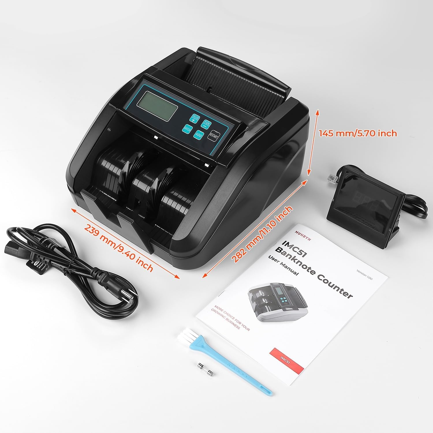 image:imageMUNBYN IMC51 Money Counter Machine Count Value AddBatchAdd Value Mode Bill Counter UVMGIRMT Detection USD only Cash Counter1100 Billsmin Money Counting Machine with LCD Display BlackBlack