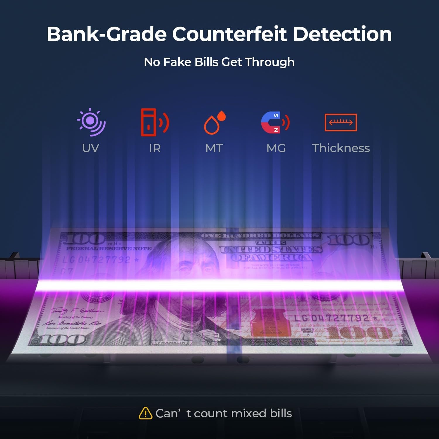 image:imageMUNBYN IMC51 Money Counter Machine Count Value AddBatchAdd Value Mode Bill Counter UVMGIRMT Detection USD only Cash Counter1100 Billsmin Money Counting Machine with LCD Display BlackBlack