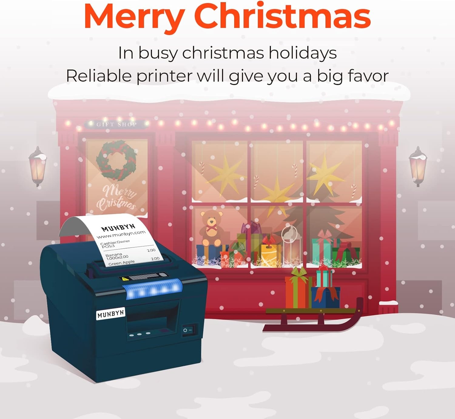 image:imageMUNBYN Receipt Printer P068 3 18 80mm Direct Thermal Printer POS Printer with Auto Cutter Thermal Receipt Printer with USB Serial Ethernet Windows Driver ESCPOS Support Cash Drawer
