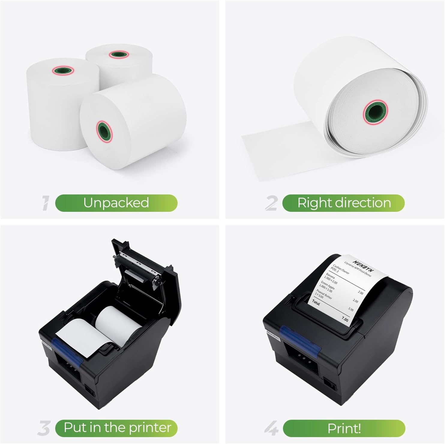 image:imageMUNBYN Thermal Paper 3 18 x 230ft 10 Rolls Receipt Paper Work for Star Micronics TSP100 TSP143 Epson 80mm Receipt Printer Square POS Register 80mm Thermal Receipt Papers BPA Free Plus Version3 18 x 230