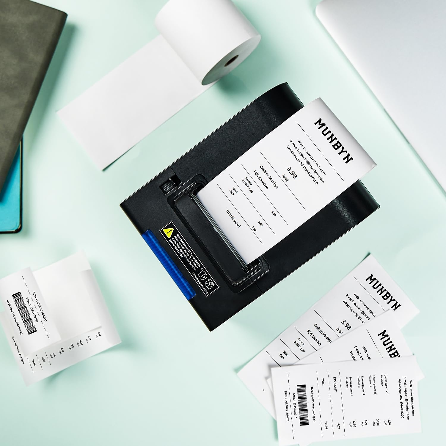 image:imageMUNBYN Thermal Paper 3 18 x 230ft 10 Rolls Receipt Paper Work for Star Micronics TSP100 TSP143 Epson 80mm Receipt Printer Square POS Register 80mm Thermal Receipt Papers BPA Free Plus Version3 18 x 230