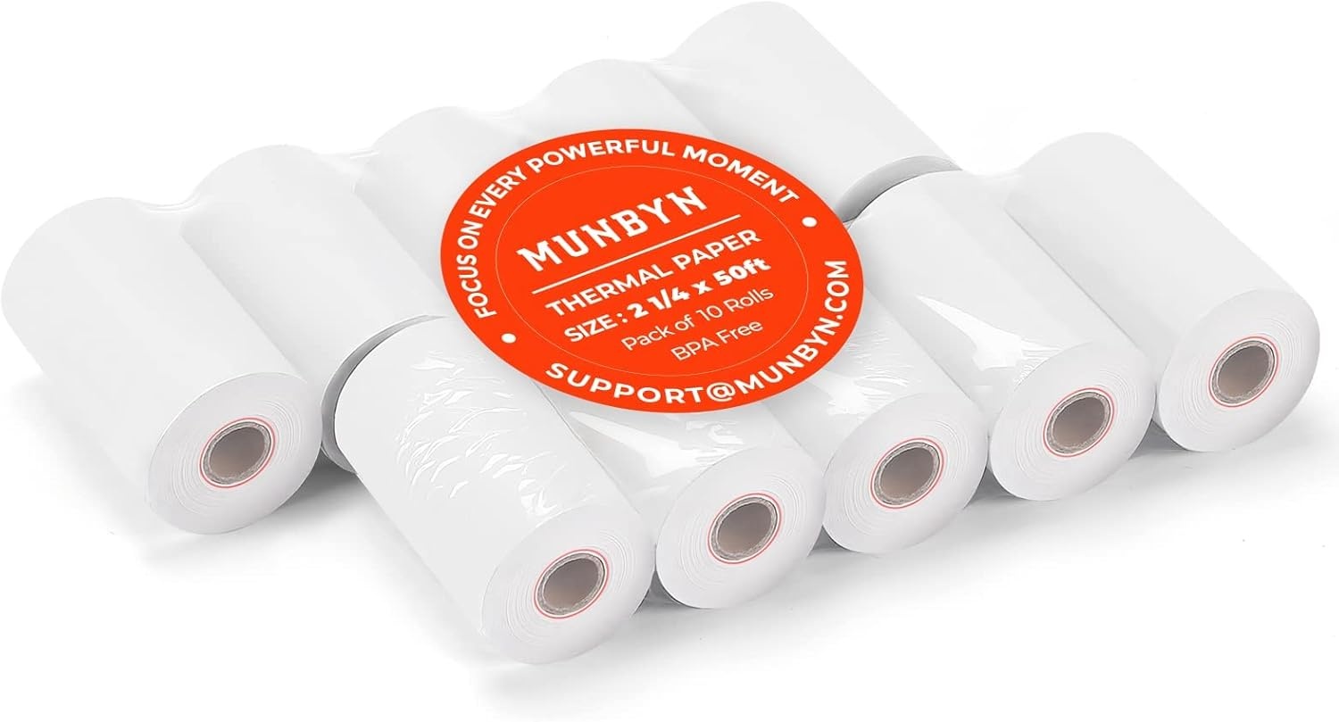 image:imageMUNBYN Thermal Paper 3 18 x 230ft 10 Rolls Receipt Paper Work for Star Micronics TSP100 TSP143 Epson 80mm Receipt Printer Square POS Register 80mm Thermal Receipt Papers BPA Free Plus Version2 14 x 50