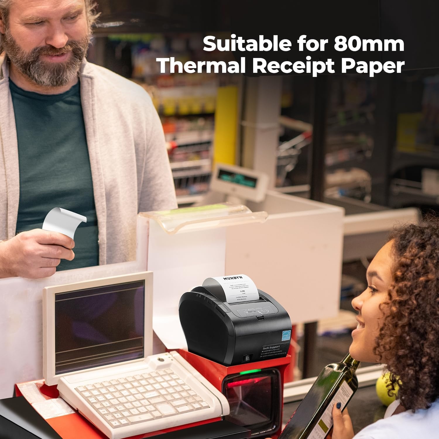 image:imageMUNBYN Thermal Paper 3 18 x 230ft 10 Rolls Receipt Paper Work for Star Micronics TSP100 TSP143 Epson 80mm Receipt Printer Square POS Register 80mm Thermal Receipt Papers BPA Free Plus Version3 18 x 230