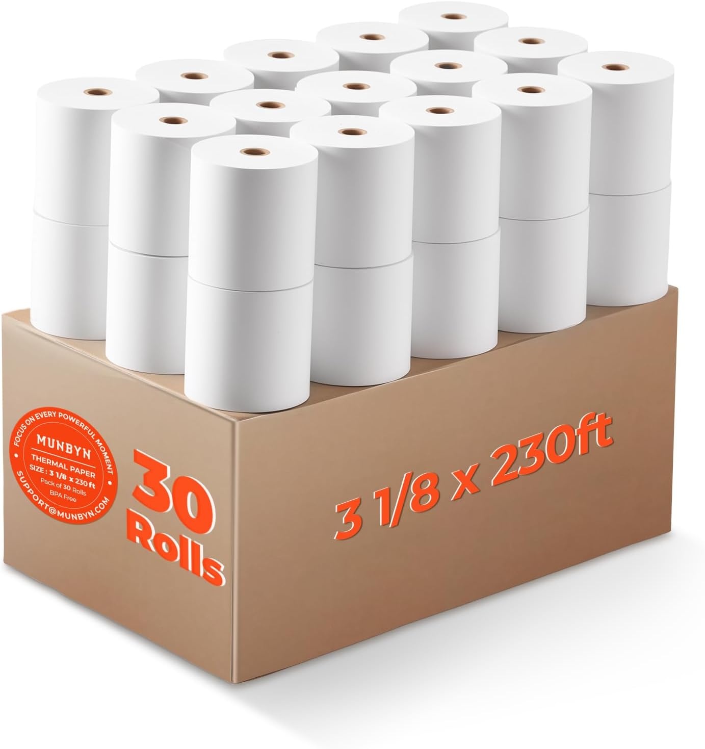image:imageMUNBYN Thermal Paper 3 18 x 230ft 10 Rolls Receipt Paper Work for Star Micronics TSP100 TSP143 Epson 80mm Receipt Printer Square POS Register 80mm Thermal Receipt Papers BPA Free Plus Version3 18 x 230