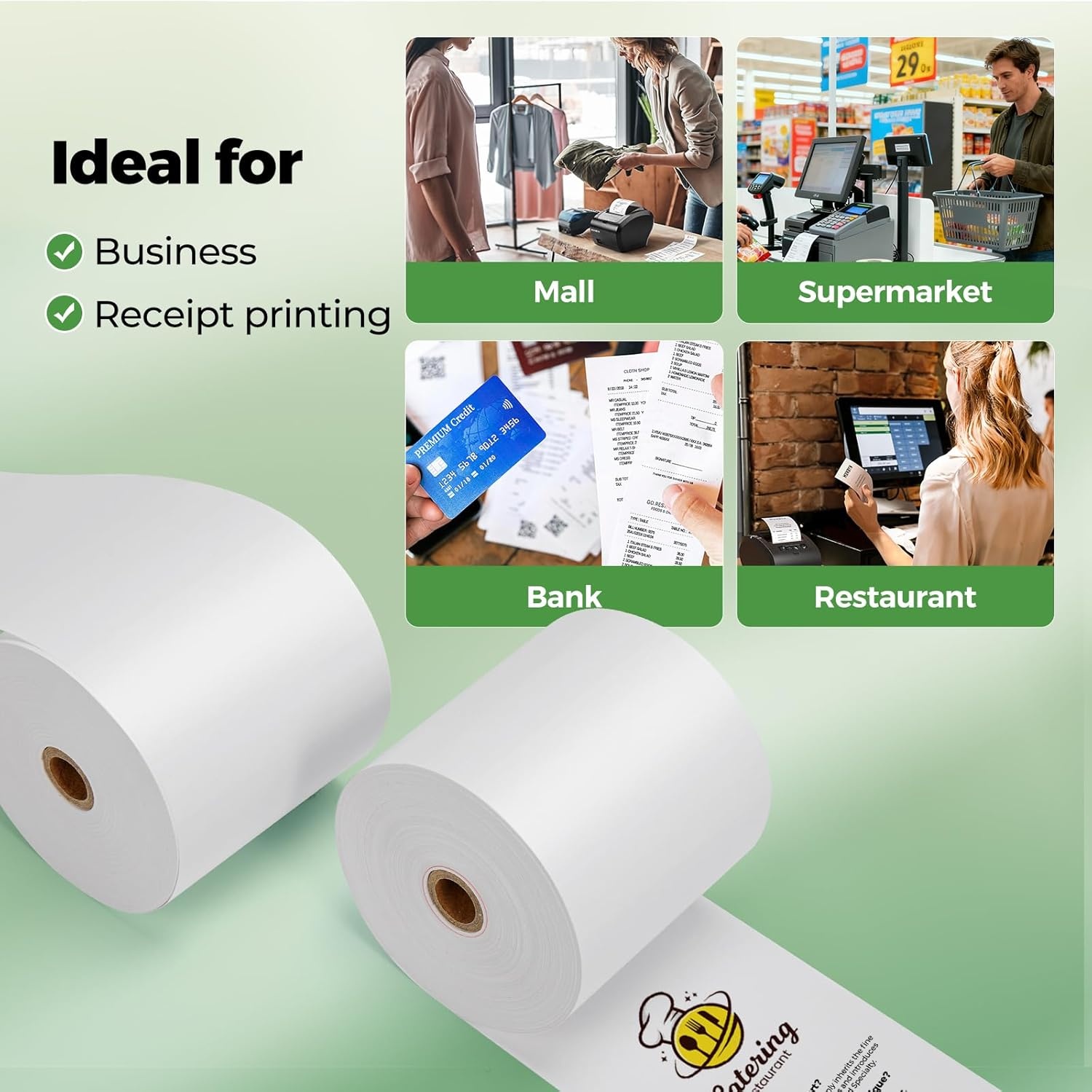 image:imageMUNBYN Thermal Paper 3 18 x 230ft 10 Rolls Receipt Paper Work for Star Micronics TSP100 TSP143 Epson 80mm Receipt Printer Square POS Register 80mm Thermal Receipt Papers BPA Free Plus Version3 18 x 230