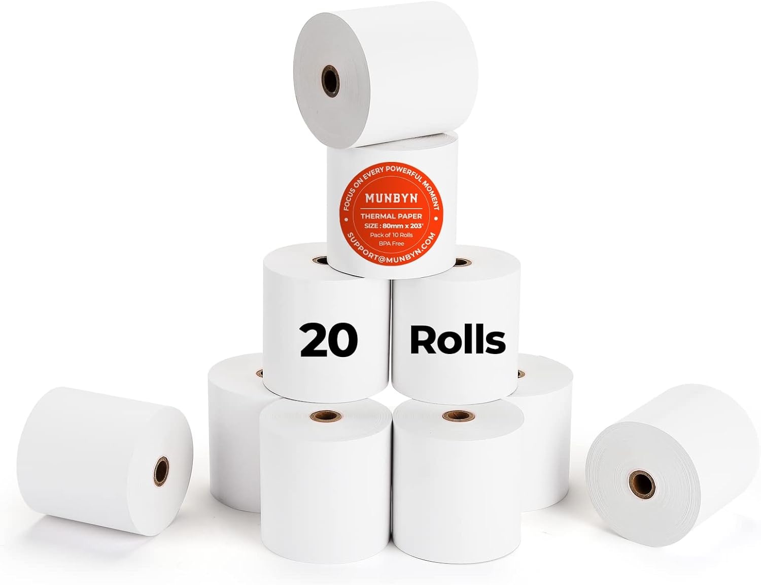 image:imageMUNBYN Thermal Paper 3 18 x 230ft 10 Rolls Receipt Paper Work for Star Micronics TSP100 TSP143 Epson 80mm Receipt Printer Square POS Register 80mm Thermal Receipt Papers BPA Free Plus Version3 18 x 230