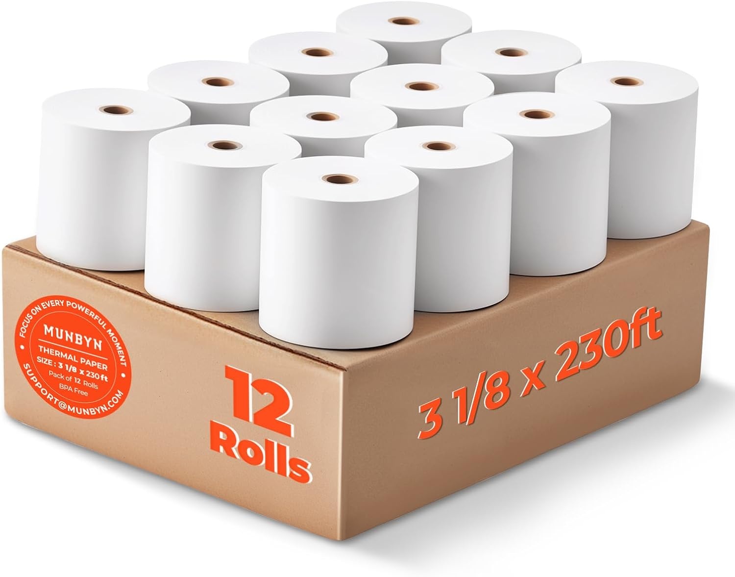 image:imageMUNBYN Thermal Paper 3 18 x 230ft 10 Rolls Receipt Paper Work for Star Micronics TSP100 TSP143 Epson 80mm Receipt Printer Square POS Register 80mm Thermal Receipt Papers BPA Free Plus Version3 18 x 230