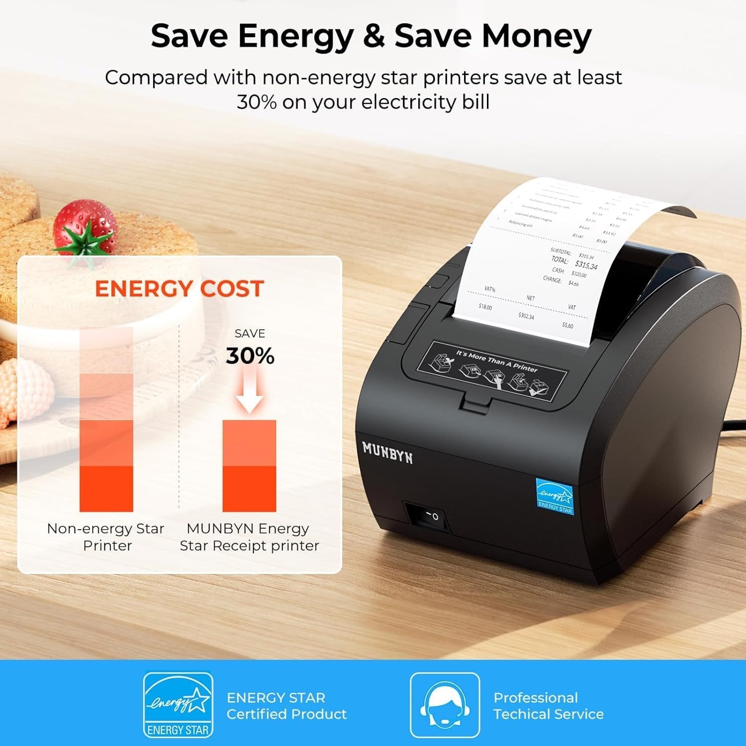 image:imageMUNBYN WiFi Receipt Printer with USB Port 80mm WiFi POS Printer Works with Mac Windows Chromebook Linux Cash Drawer No Support for Square Zettle Shopify Kyte Bluetooth or 5G WiFiWiFi