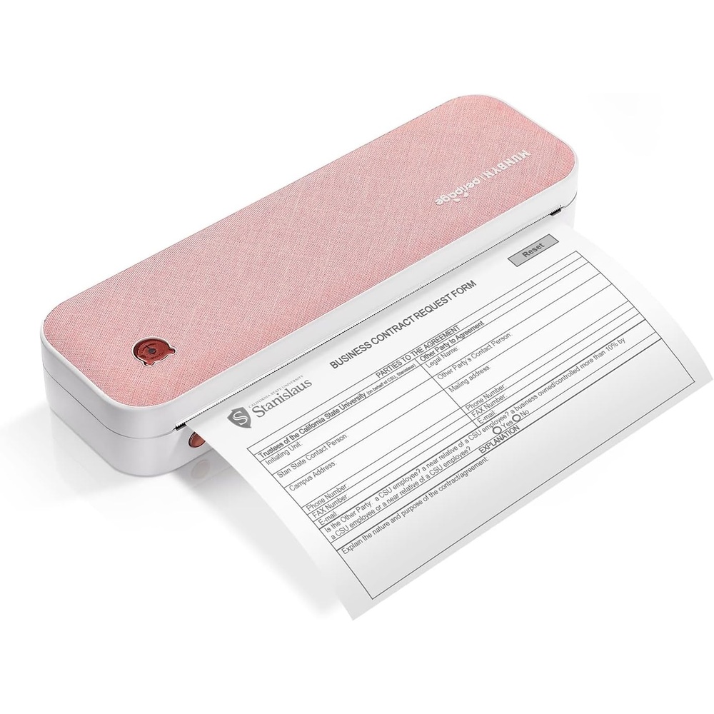 image:imageMUNBYN Portable Printer ITP01 Bluetooth Thermal Printer for Travel Support 85x11 US Letter amp A4 Thermal Paper Compatible with Android and iOS Phone amp Laptop Inkless Printer Pink