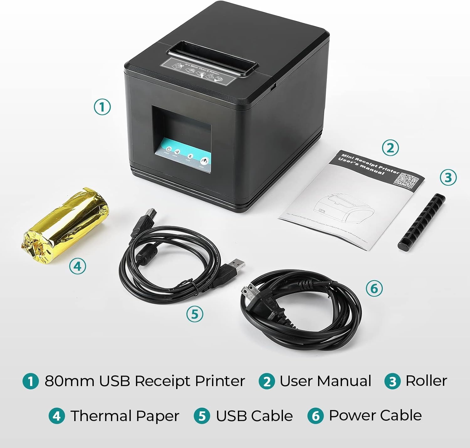 image:imageMUNBYN 80mm USB Thermal Receipt Printer POS Printer with Auto Cutter ESCPOS Command Support Windows Mac Do Not Support Square Only USB Interface
