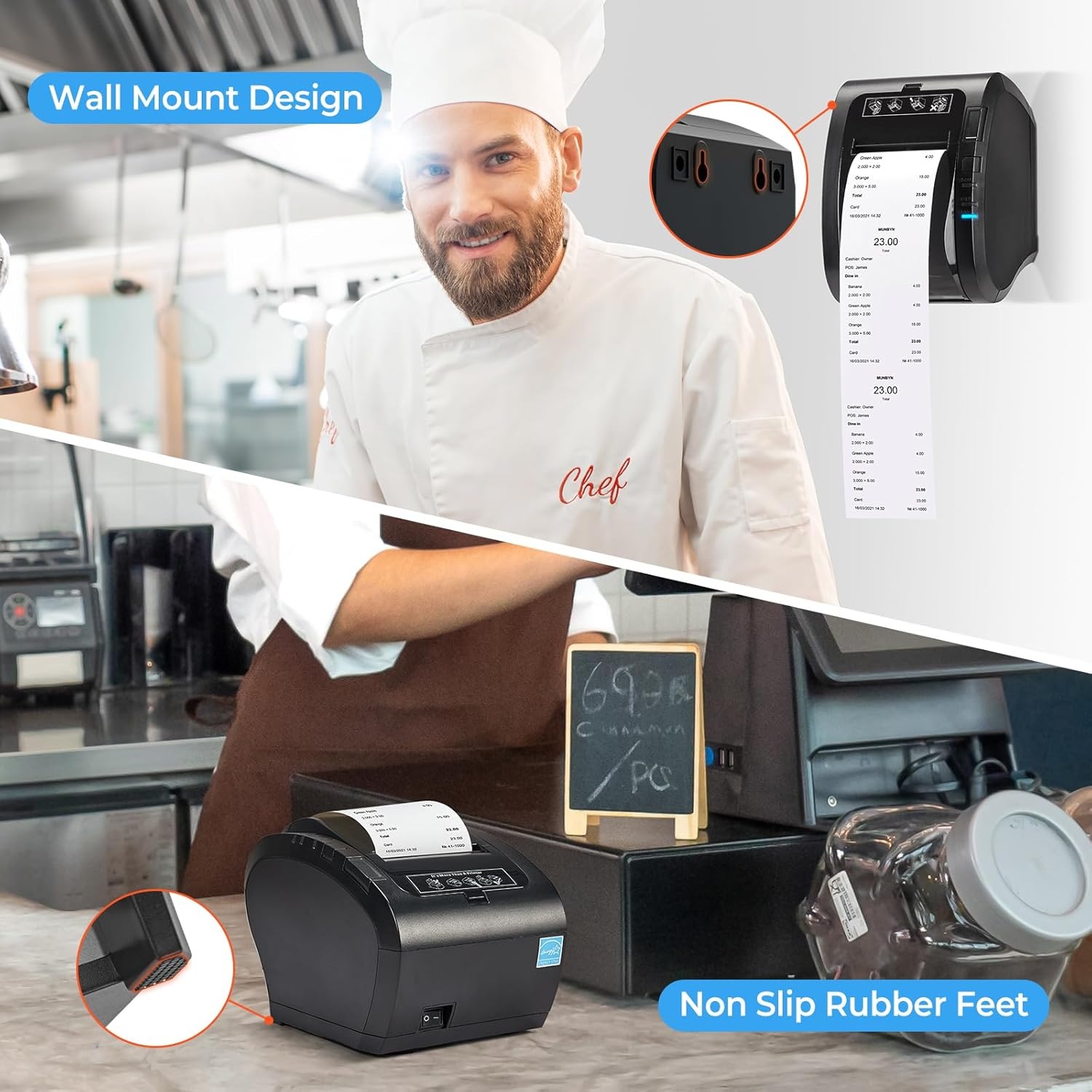 image:imageMUNBYN Bluetooth Thermal Receipt Printer P047 80mm POS Printer Thermal Printer with USB Serial Ethernet Bluetooth Support Android Windows PC iOSDo Not Support Paypal Doordash Grubhub VagaroWhiteBlack