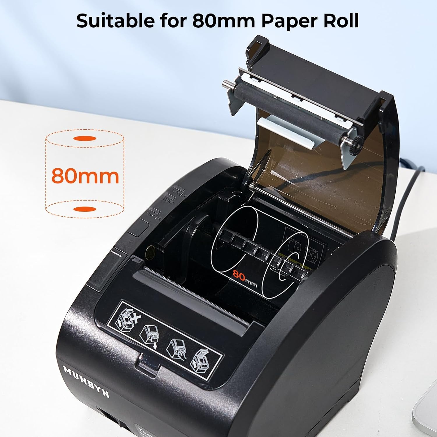 image:imageMUNBYN Bluetooth Thermal Receipt Printer P047 80mm POS Printer Thermal Printer with USB Serial Ethernet Bluetooth Support Android Windows PC iOSDo Not Support Paypal Doordash Grubhub VagaroWhiteBlack