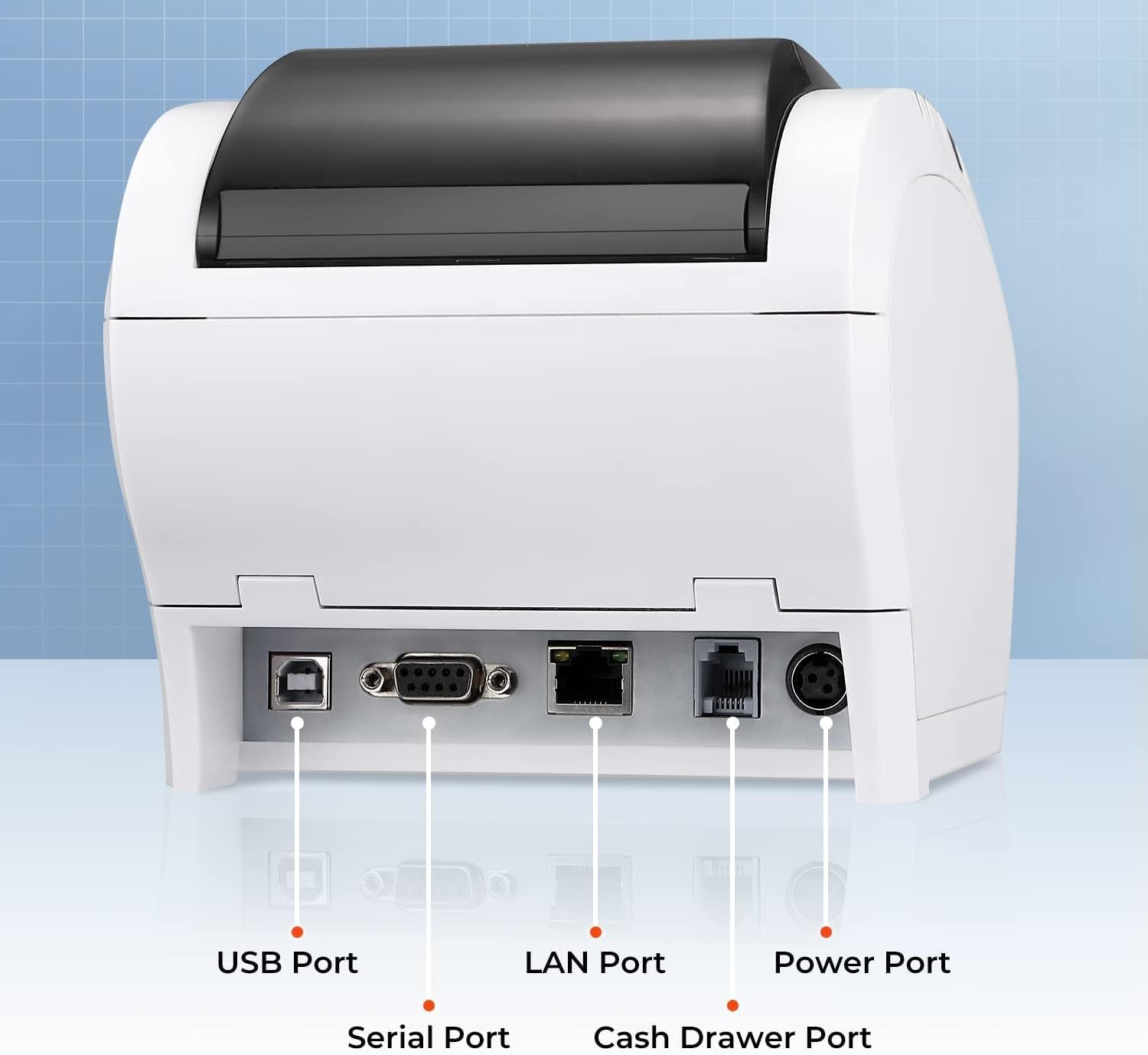 image:imageMUNBYN Bluetooth Thermal Receipt Printer P047 80mm POS Printer Thermal Printer with USB Serial Ethernet Bluetooth Support Android Windows PC iOSDo Not Support Paypal Doordash Grubhub VagaroWhiteWhite