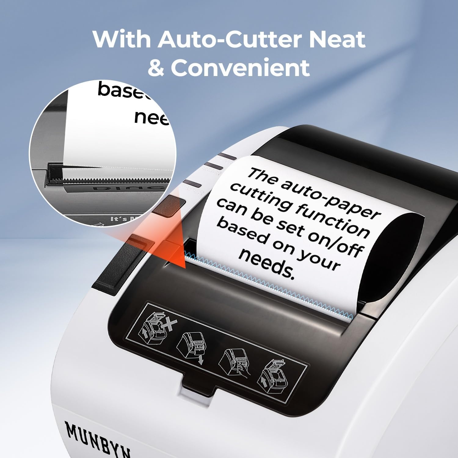 image:imageMUNBYN Bluetooth Thermal Receipt Printer P047 80mm POS Printer Thermal Printer with USB Serial Ethernet Bluetooth Support Android Windows PC iOSDo Not Support Paypal Doordash Grubhub VagaroWhiteWhite