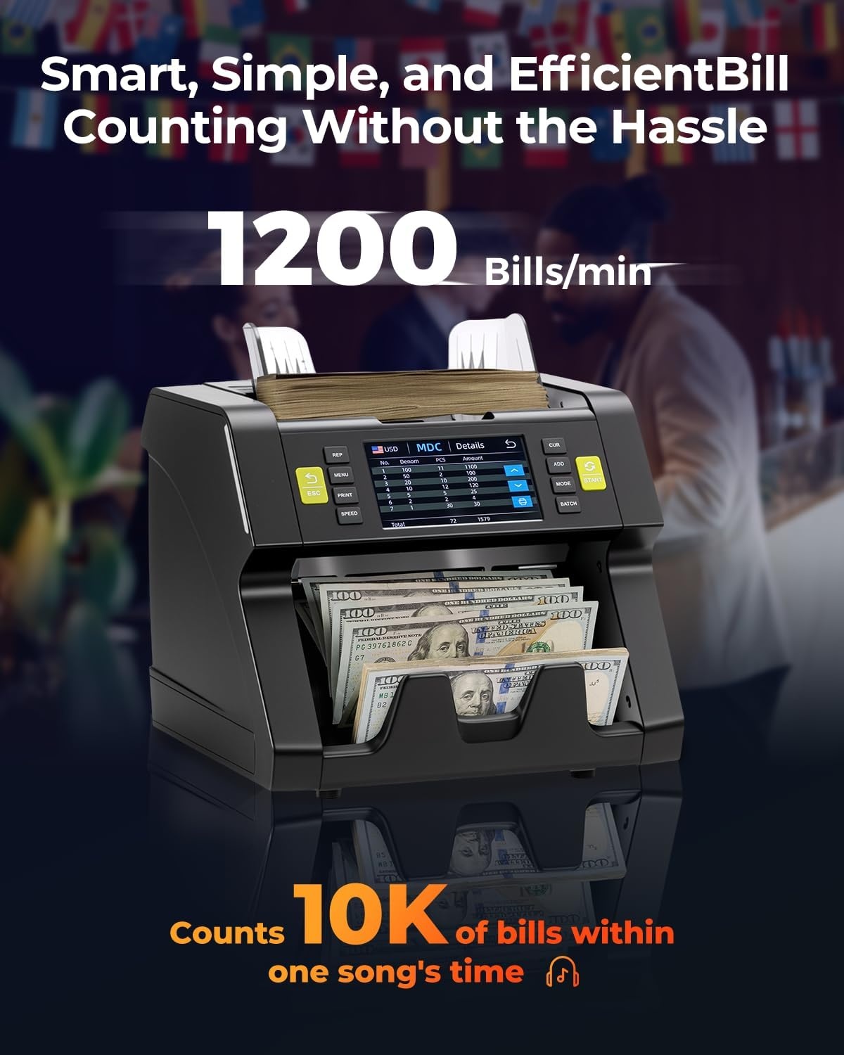 image:imageMUNBYN IMC21 Money Counter Machine Mixed Denomination CISUVIRMGMT Counterfeit Detection Touch Screen USD MXN LBP CAD Cash Counter for Business Printer Compatible Bill Counter 2Y Protect