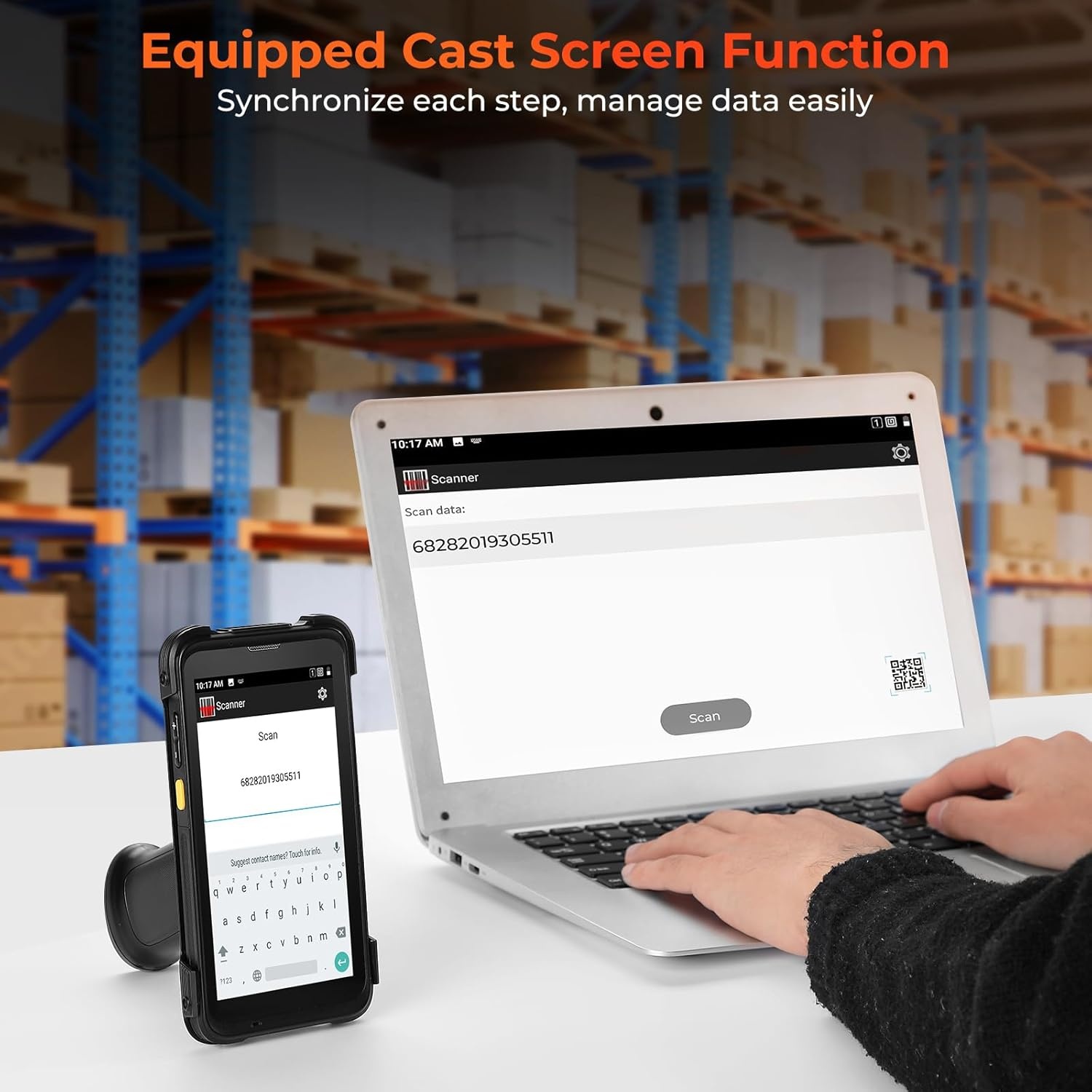 image:imageMUNBYN IPDA101P Upgraded Android 13 Barcode Scanner with Pistol Grip WiFi 6 Handheld Mobile Computer PDA 55 Screen Equipped Data Terminal SE4710 Zebra Engine GPS 1D2DQR Inventory ScannerBarcode Scanner With Pistol Grip