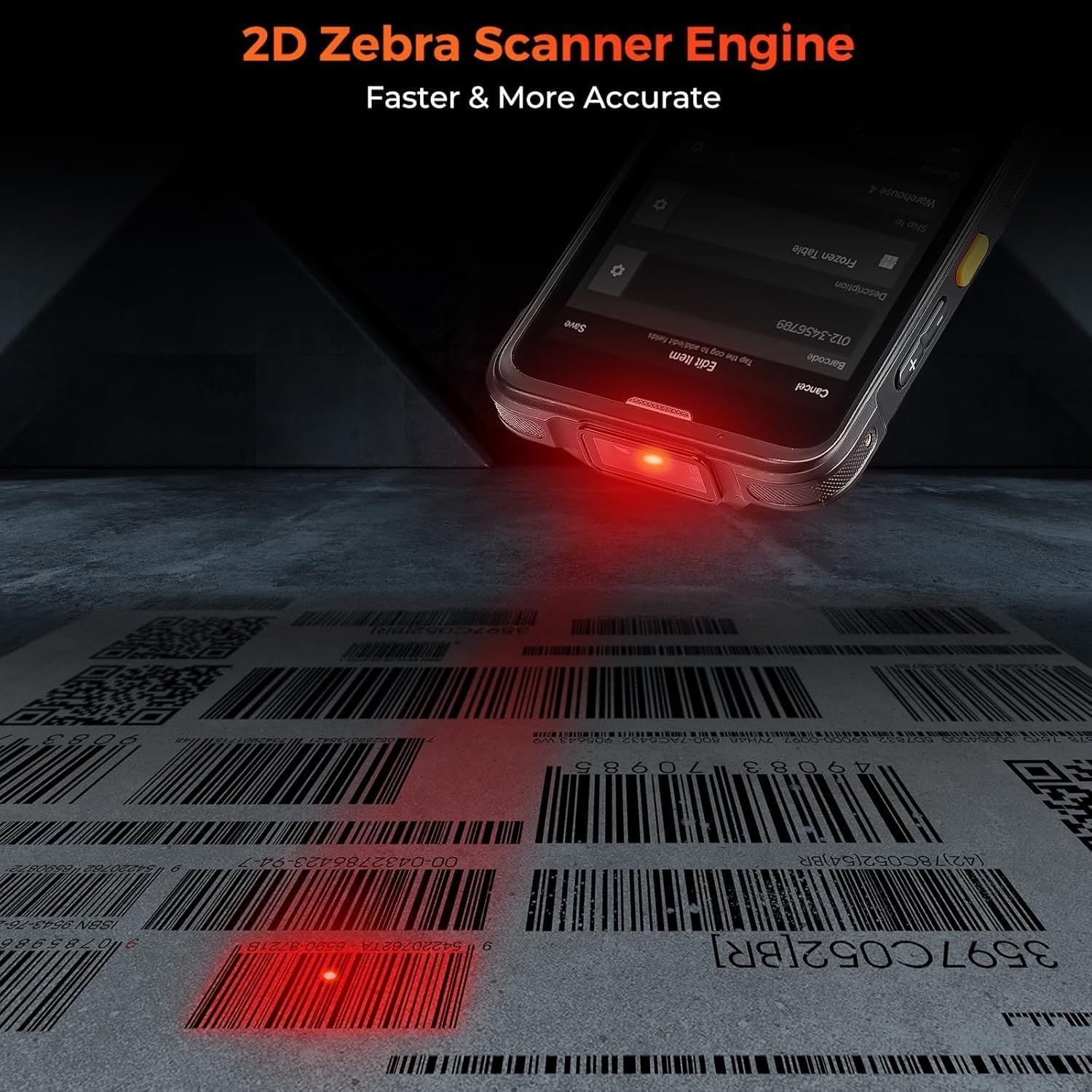 image:imageMUNBYN IPDA101P Upgraded Android 13 Barcode Scanner with Pistol Grip WiFi 6 Handheld Mobile Computer PDA 55 Screen Equipped Data Terminal SE4710 Zebra Engine GPS 1D2DQR Inventory ScannerBarcode Scanner Without Pistol Grip
