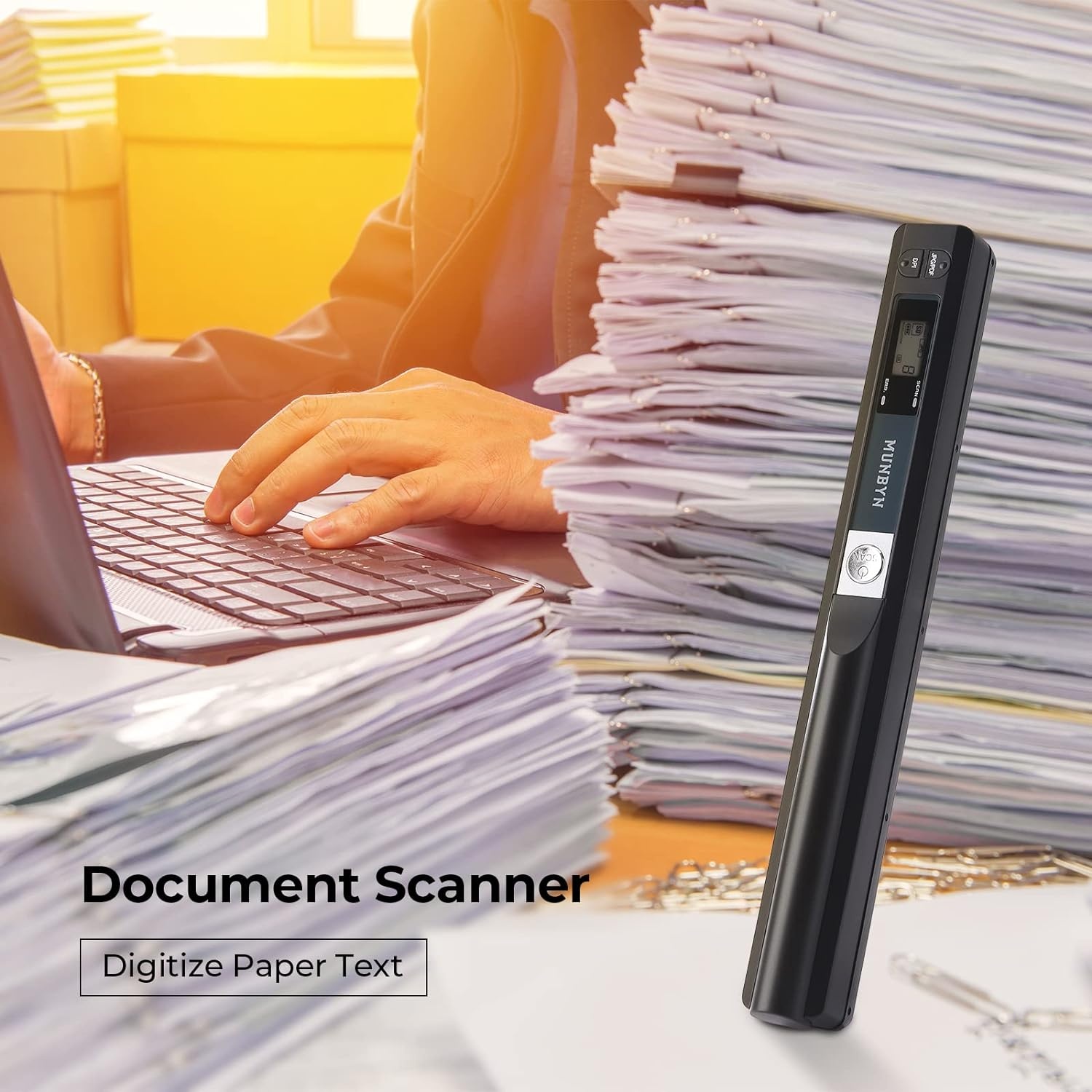 image:imageMUNBYN Portable Scanner 900 DPI Photo Scanner for A4 Documents amp Pictures Wand Reader with 16G SD Card Flat Scanning USB Transfer to PCLaptop No Driver Required Blackblack