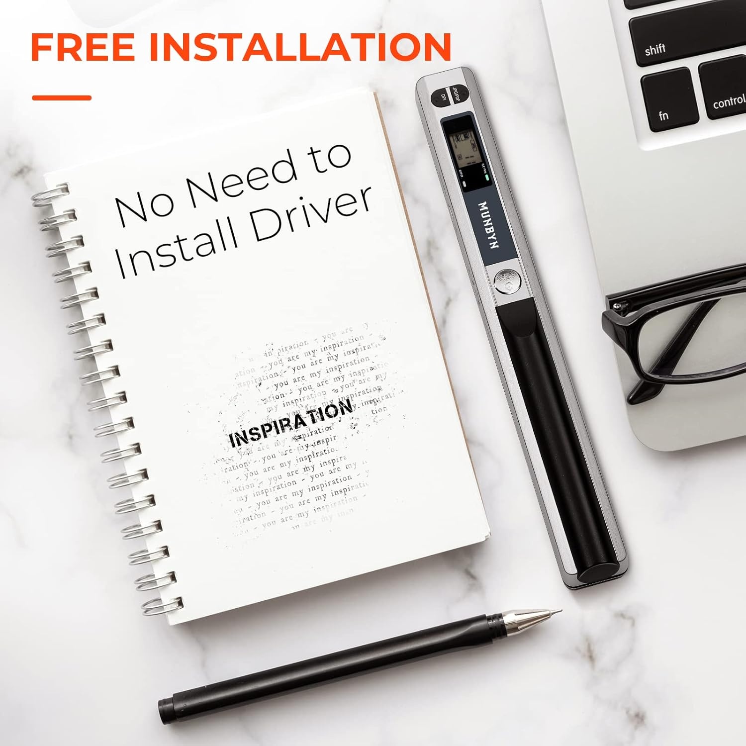 image:imageMUNBYN Portable Scanner 900 DPI Photo Scanner for A4 Documents amp Pictures Wand Reader with 16G SD Card Flat Scanning USB Transfer to PCLaptop No Driver Required Blacksilver