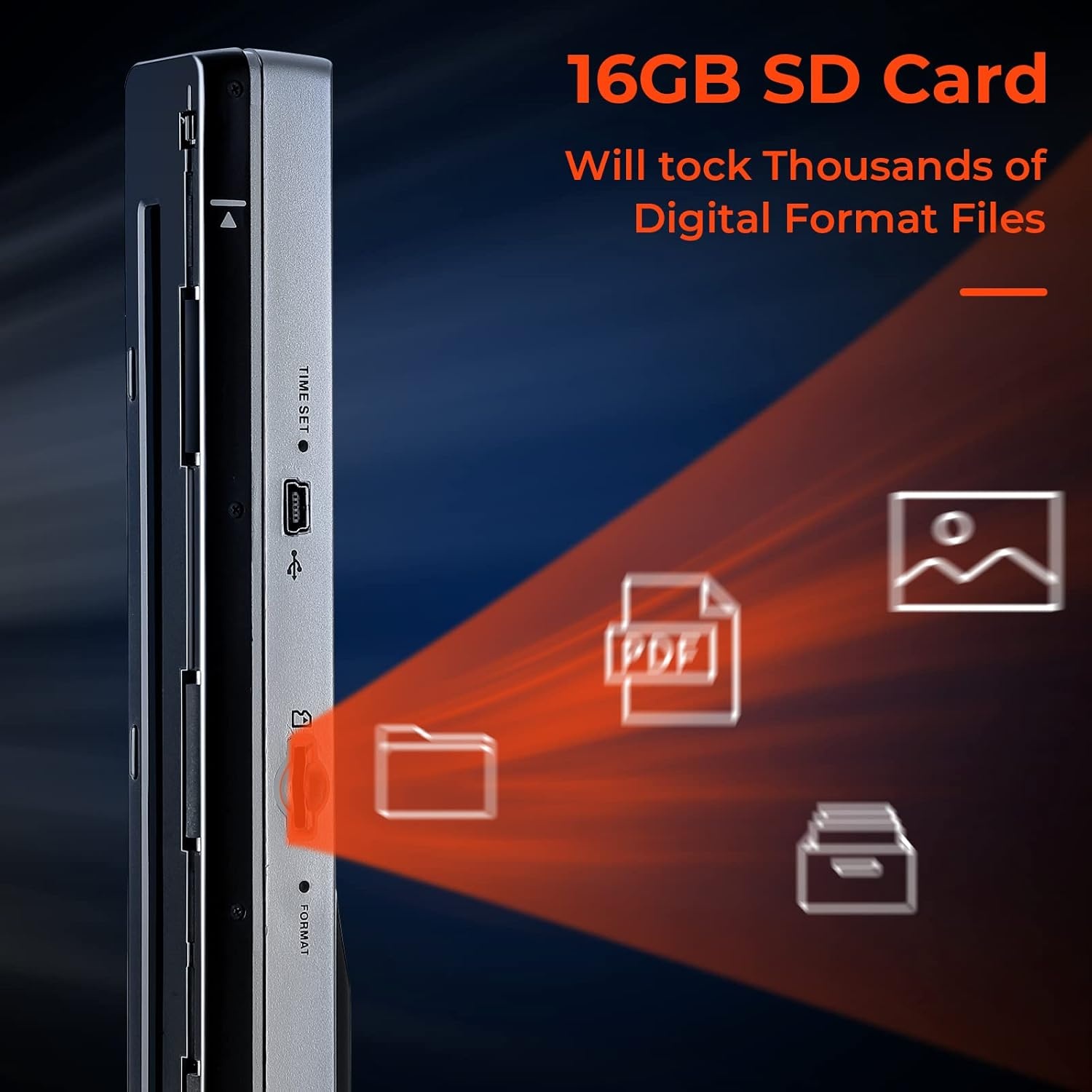 image:imageMUNBYN Portable Scanner 900 DPI Photo Scanner for A4 Documents amp Pictures Wand Reader with 16G SD Card Flat Scanning USB Transfer to PCLaptop No Driver Required Blacksilver