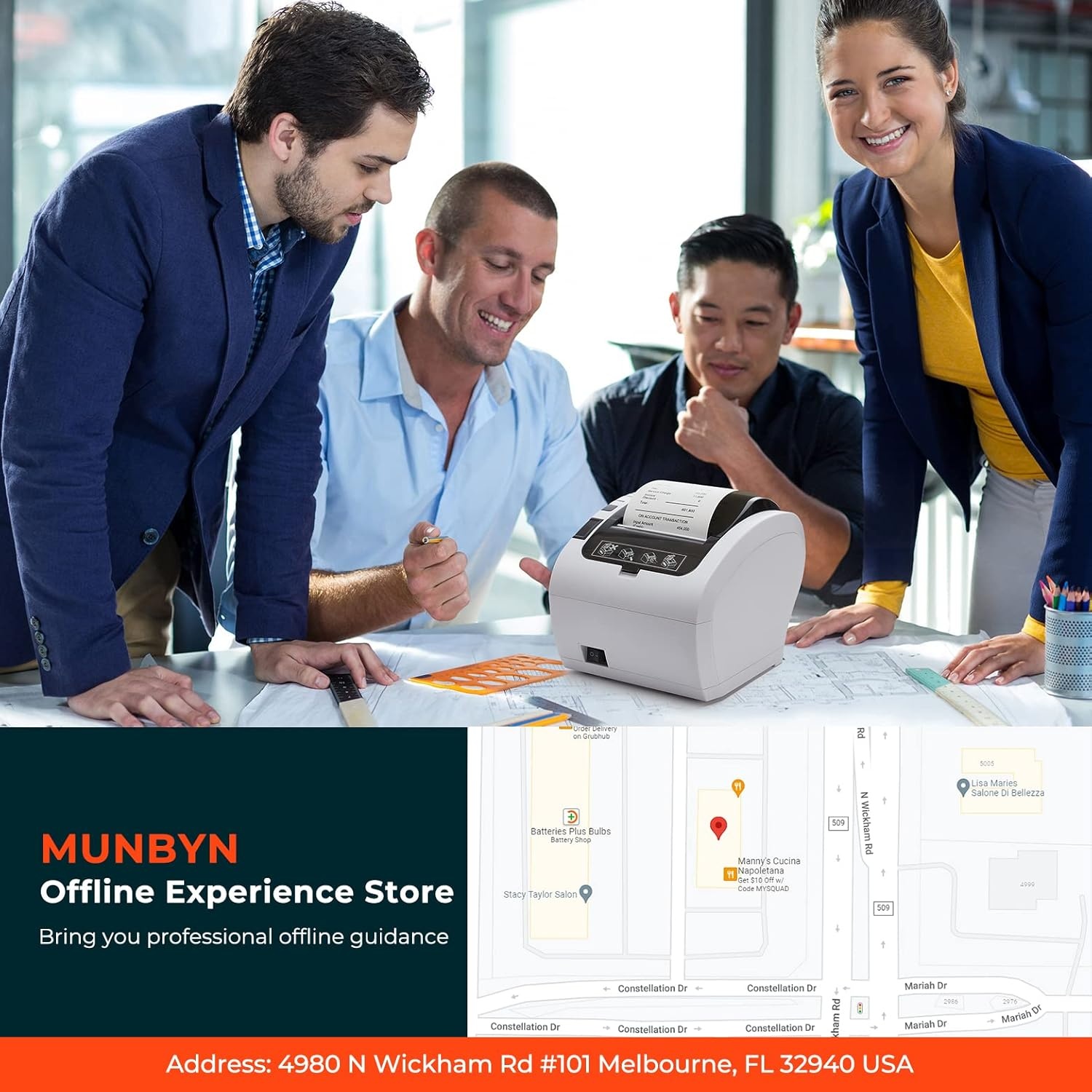 image:imageMUNBYN Receipt Printer Thermal Receipt Printer Works with Windows Mac Chromebook Linux Cash Drawer USBEthernet Port 80mm Printer for POS HighSpeed AutoCutter Wall Mount ESCPOS ITPP047White
