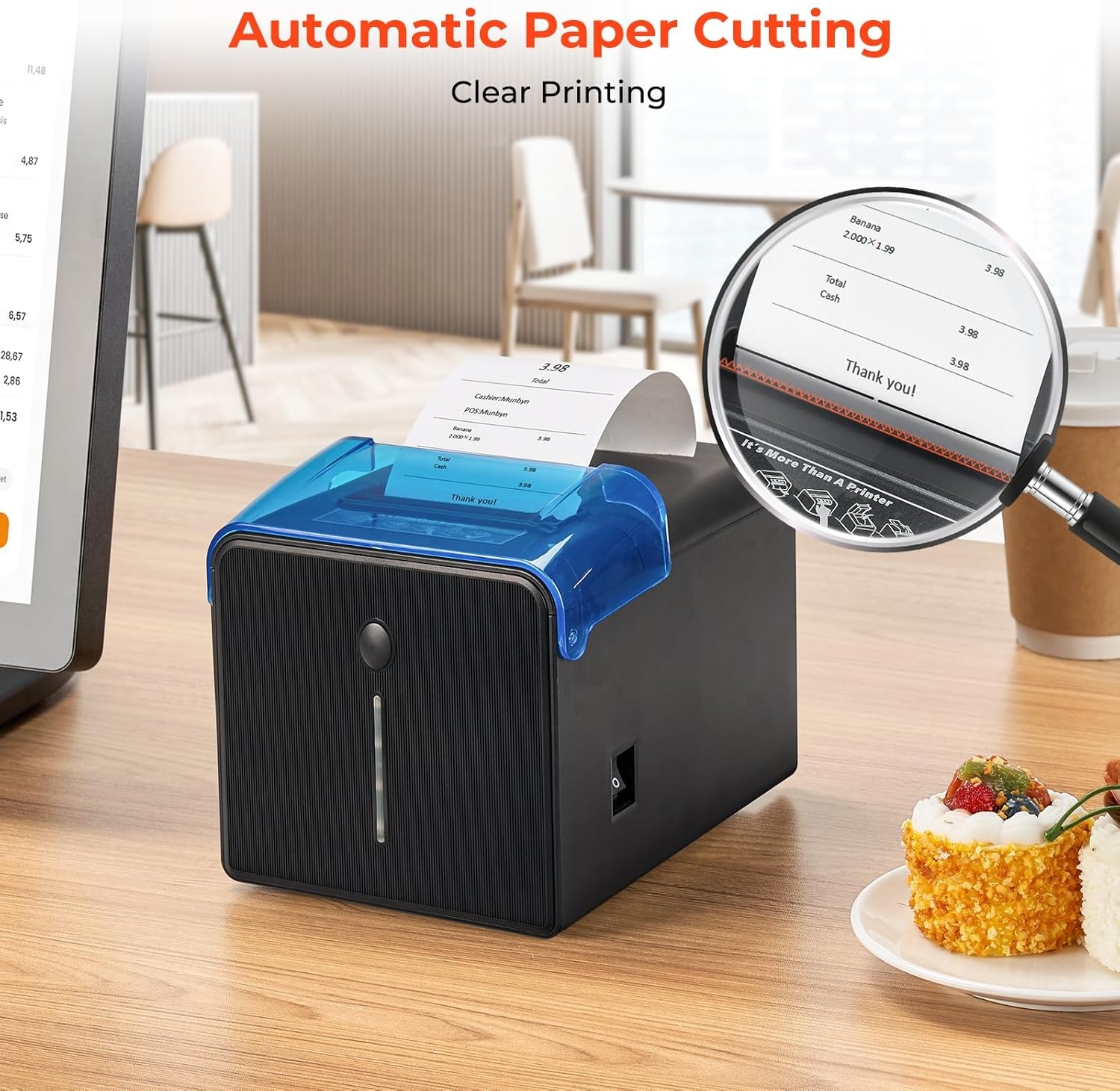 image:imageMUNBYN WiFi Receipt Printer with USB Port 80mm POS Printer Works with Mac Windows Chromebook Linux Cash Drawer ESCPOS P047 WiFi Do Not Support Square Paypal Zettle Shopify Kyte Bluetooth
