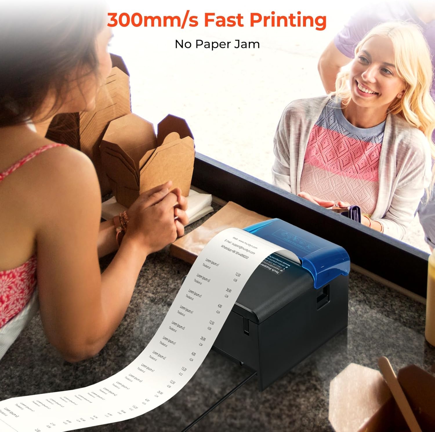 image:imageMUNBYN WiFi Receipt Printer with USB Port 80mm POS Printer Works with Mac Windows Chromebook Linux Cash Drawer ESCPOS P047 WiFi Do Not Support Square Paypal Zettle Shopify Kyte Bluetooth
