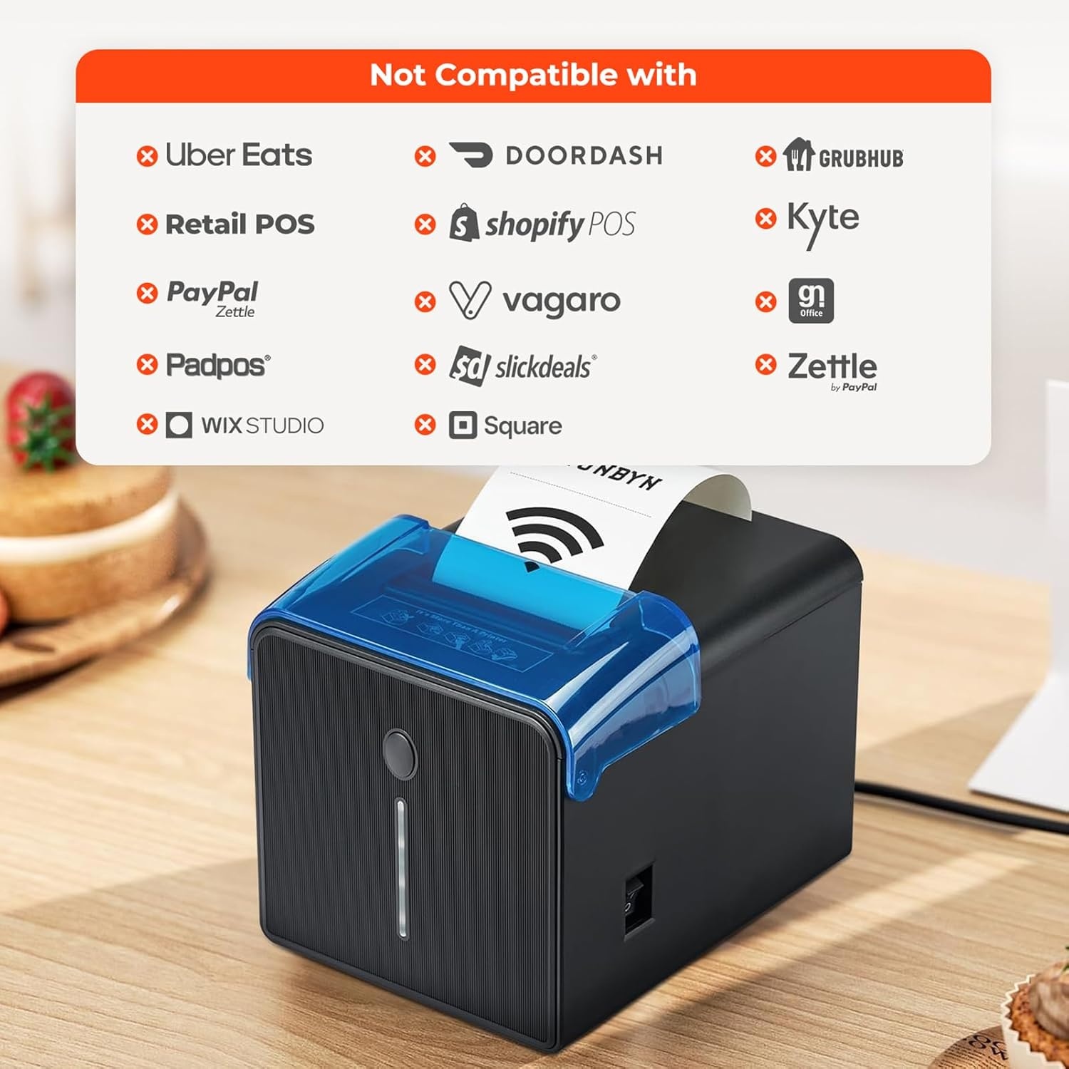 image:imageMUNBYN WiFi Receipt Printer with USB Port 80mm POS Printer Works with Mac Windows Chromebook Linux Cash Drawer ESCPOS P047 WiFi Do Not Support Square Paypal Zettle Shopify Kyte Bluetooth