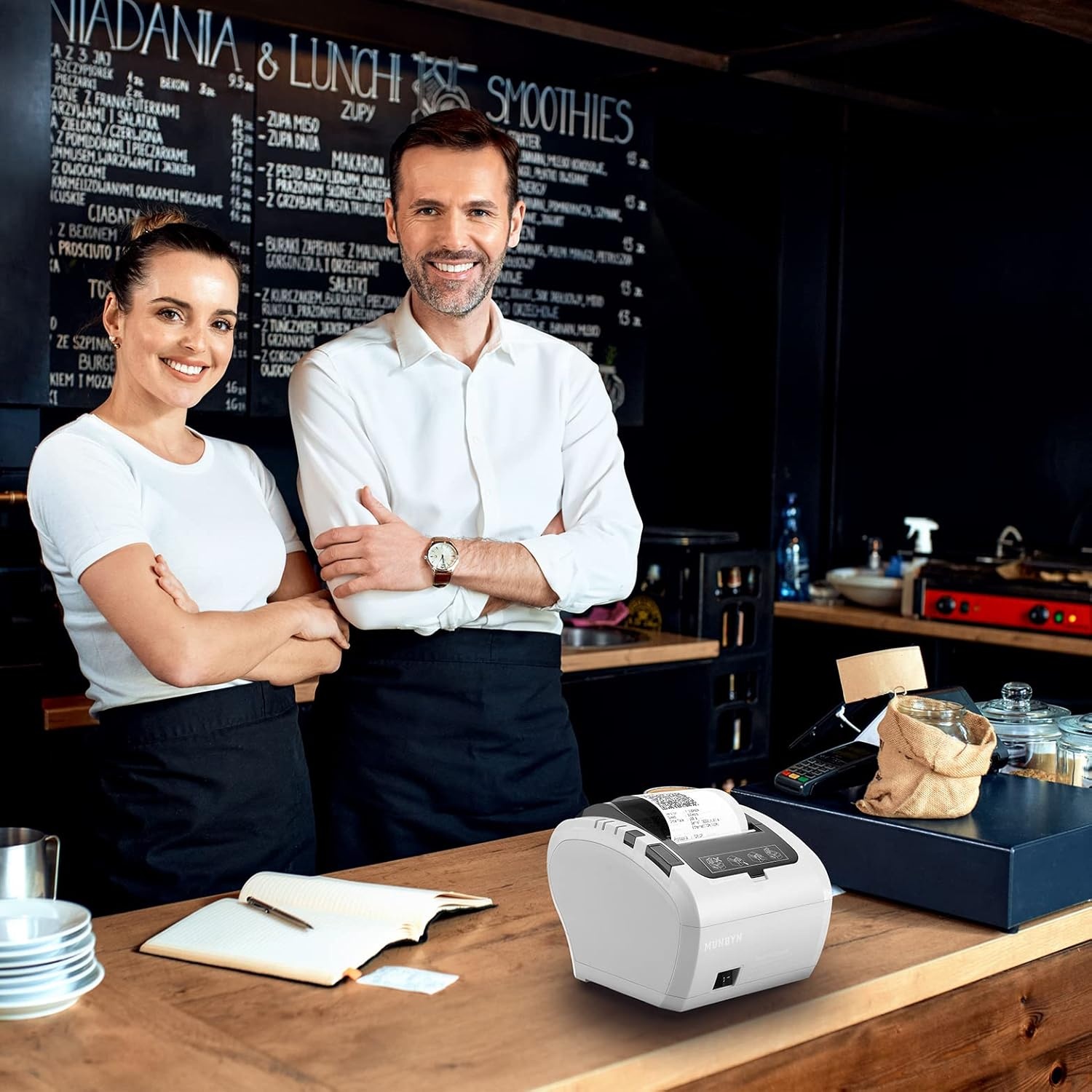 image:imageMUNBYN WiFi Receipt Printer with USB Port 80mm POS Printer Works with Square Mac Windows Chromebook Linux Cash Drawer ESCPOS P047 WiFi Do Not Support Square Paypal Zettle Shopify Kyte BluetoothWhite