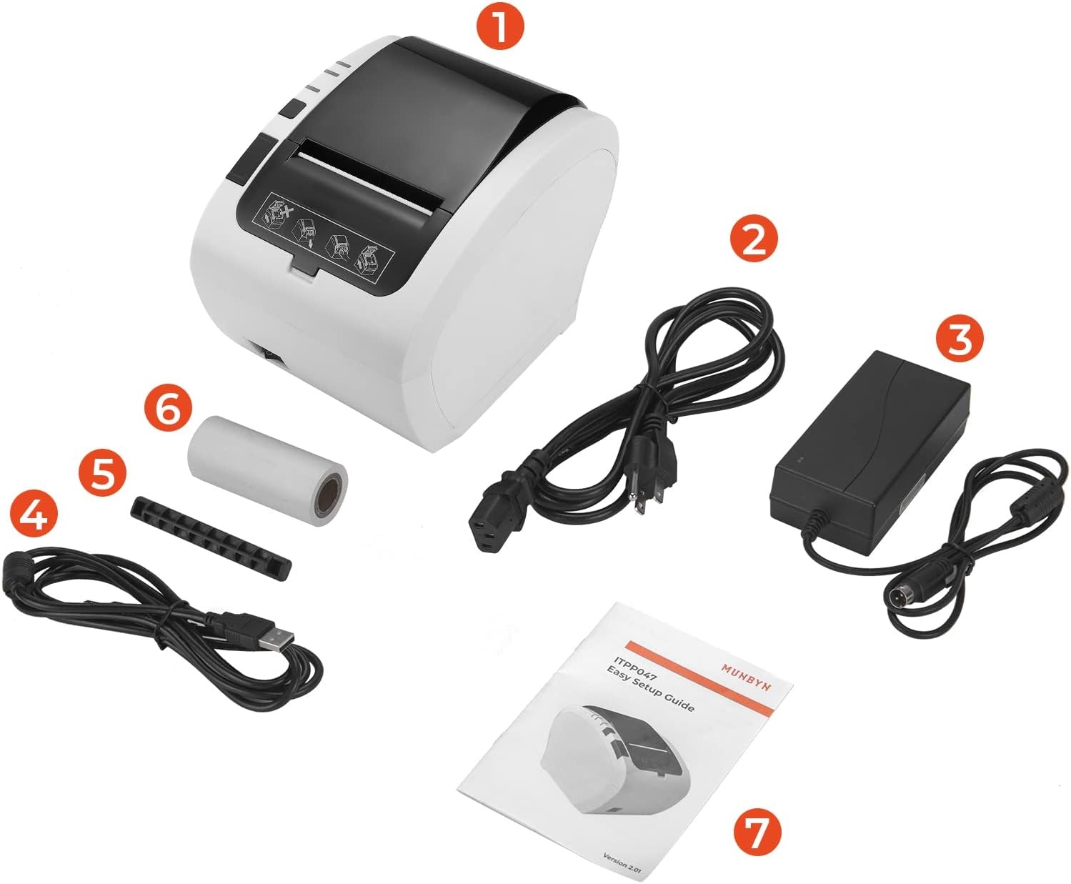 image:imageMUNBYN WiFi Receipt Printer with USB Port 80mm POS Printer Works with Square Mac Windows Chromebook Linux Cash Drawer ESCPOS P047 WiFi Do Not Support Square Paypal Zettle Shopify Kyte BluetoothWhite