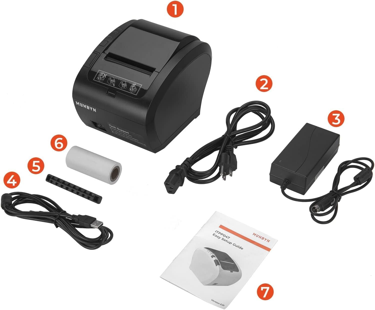 image:imageMUNBYN WiFi Receipt Printer with USB Port 80mm POS Printer Works with Square Mac Windows Chromebook Linux Cash Drawer ESCPOS P047 WiFi Do Not Support Square Paypal Zettle Shopify Kyte BluetoothBlack