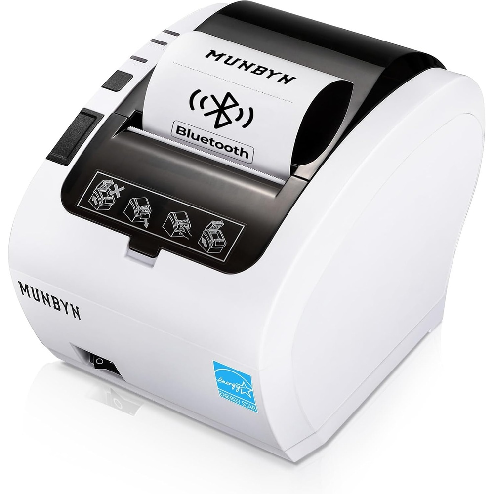 image:imageMUNBYN Bluetooth Thermal Receipt Printer P047 80mm POS Printer Thermal Printer with USB Serial Ethernet Bluetooth Support Android Windows PC iOSDo Not Support Paypal Doordash Grubhub VagaroWhiteWhite