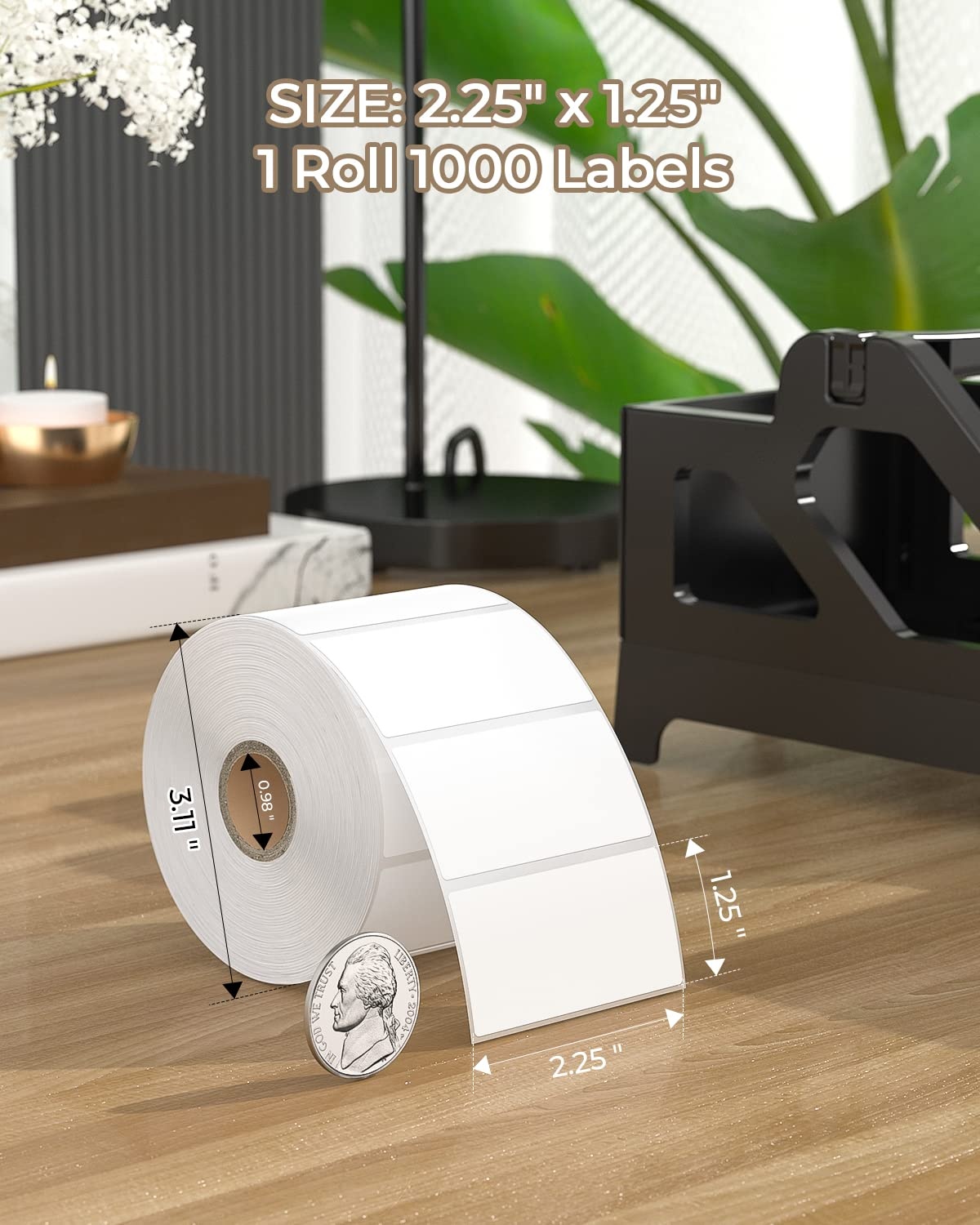 image:image225 x 125 Direct Thermal Labels White Thermal Printer Labels130B Bluetooth Thermal Label Printer