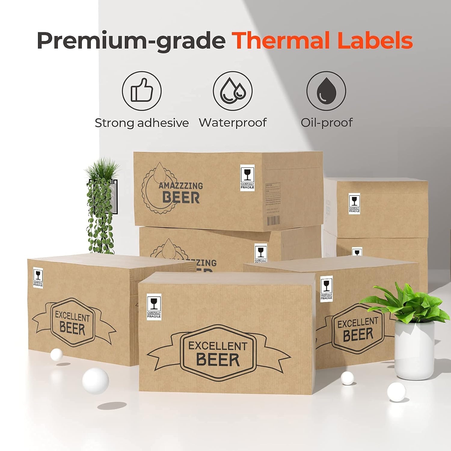 image:image225 x 125 Direct Thermal Labels White Thermal Printer Labels130B Bluetooth Thermal Label Printer