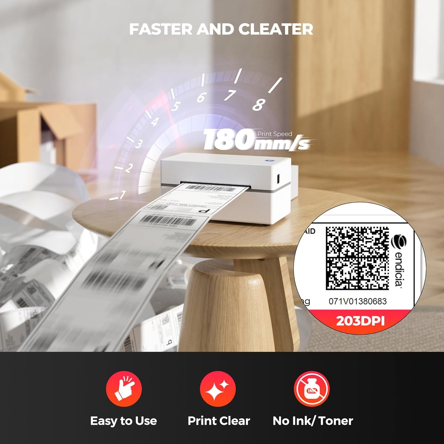 image:image225 x 125 Direct Thermal Labels White Thermal Printer Labels130B Bluetooth Thermal Label Printer