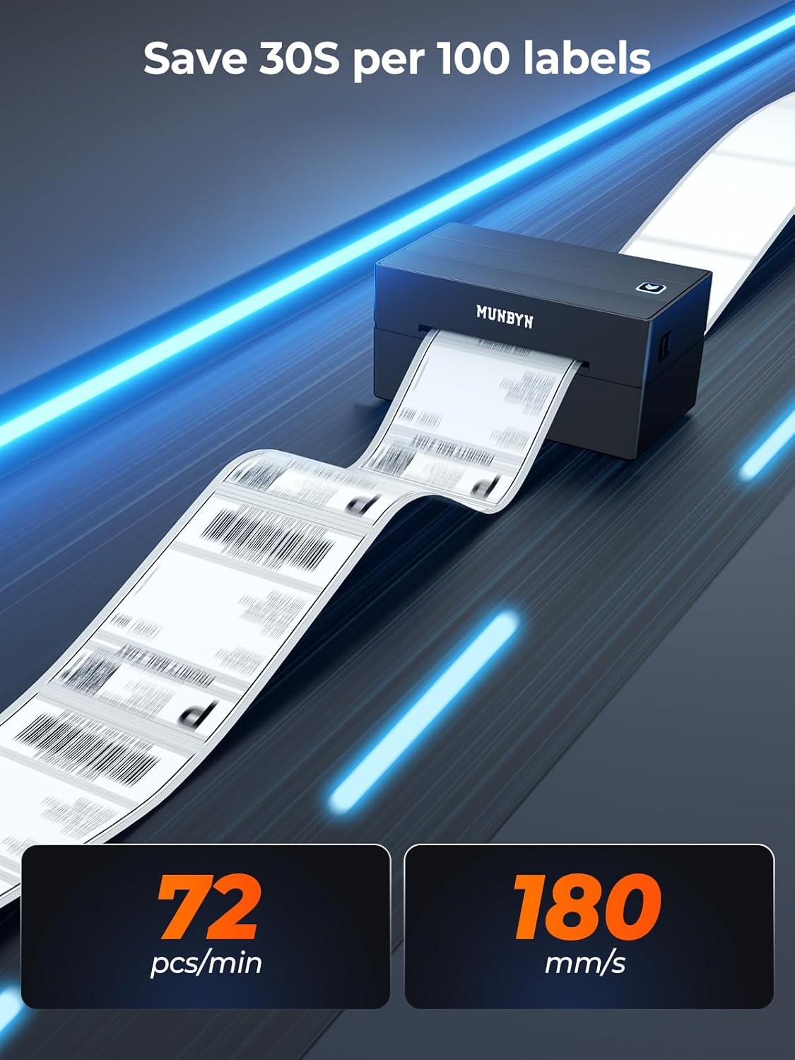 image:imageMUNBYN 130B Bluetooth Thermal Label Printer2 Inch Circle Thermal Sticker LabelsShipping Label Holder